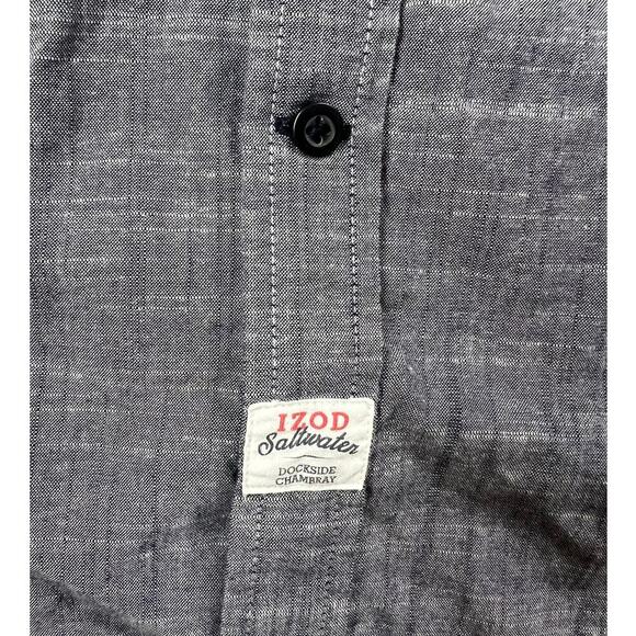 IZOD Saltwater Relaxed Classic short sleeve button down chambray blue, men's XL - Picture 5 of 7